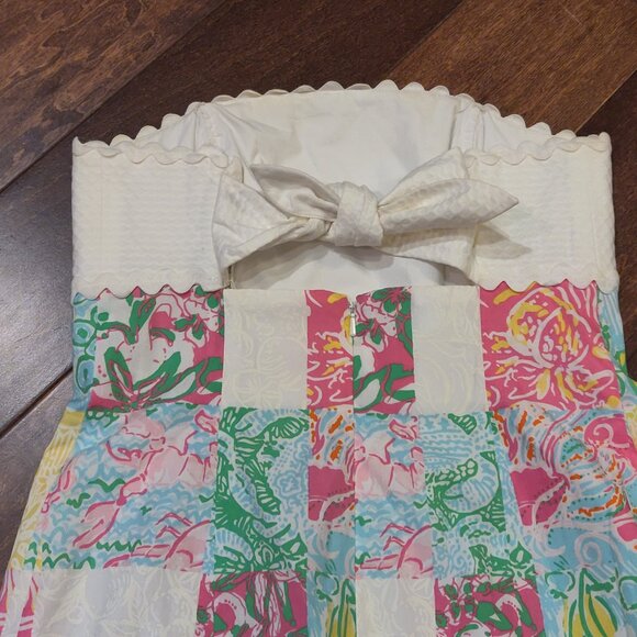 Lilly Pulitzer Franco Patchwork Strapless Tie Back Mini Dress SIZE 4 - Picture 5 of 8